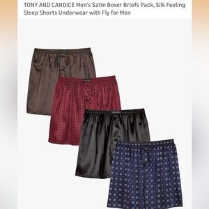Men's 4-Pack Tony&Candice Satin Breathable Boxer Briefs Sleep Shorts Pack